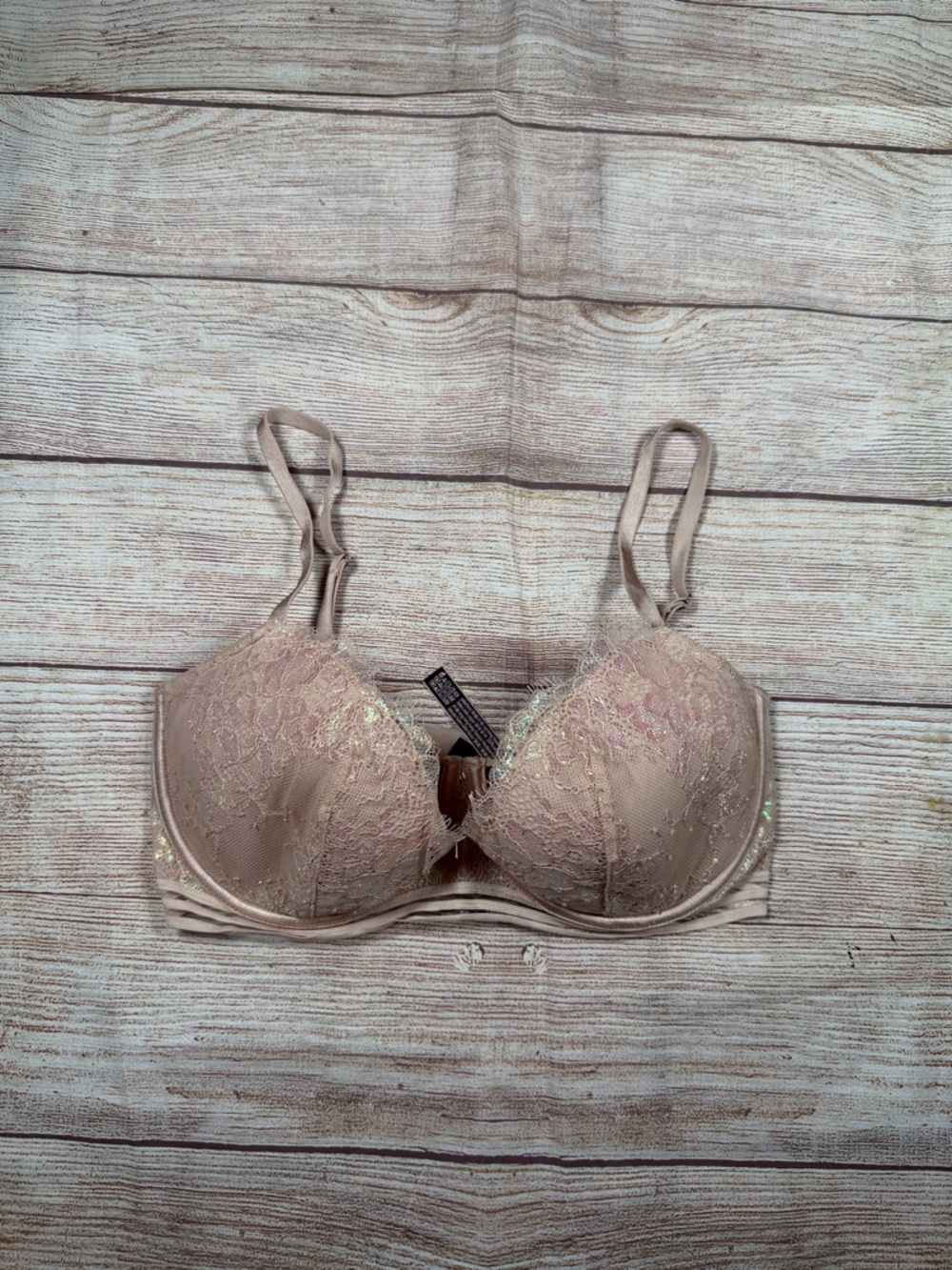 Victoria's Secret Nude Fairy Sparkle‎ Lace Bra with Subtle Shimmer
